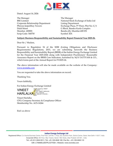 Thumbnail Indian Energy Exchange
 Sustainability Report 2025-2026