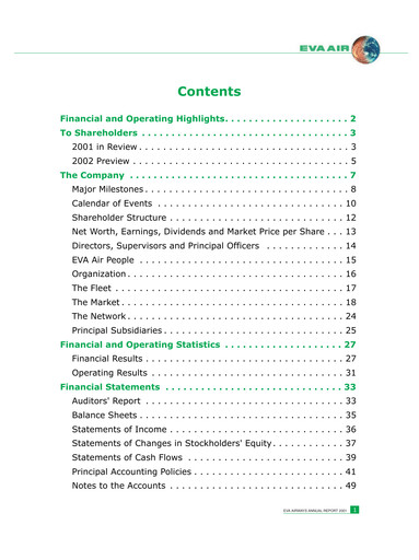 Thumbnail EVA Air
 Annual Report 2001