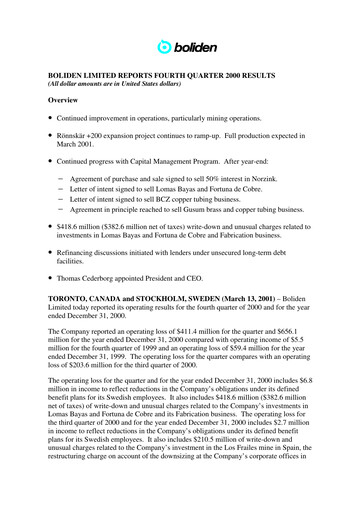 Thumbnail Boliden Quarterly Report 2000-q4