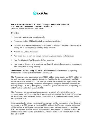 Thumbnail Boliden Quarterly Report 2001-q2