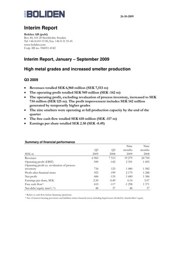 Thumbnail Boliden Quarterly Report 2009-q3