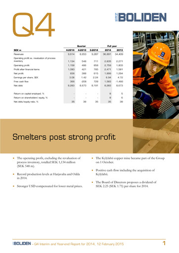 Thumbnail Boliden Quarterly Report 2014-q4