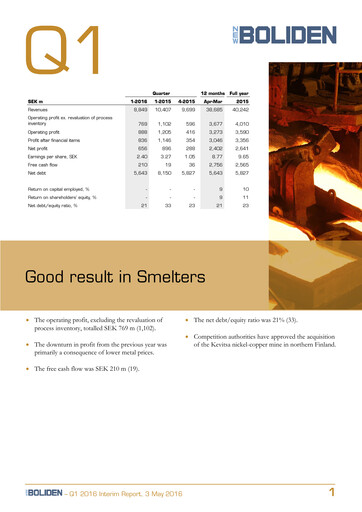 Thumbnail Boliden Quarterly Report 2016-q1