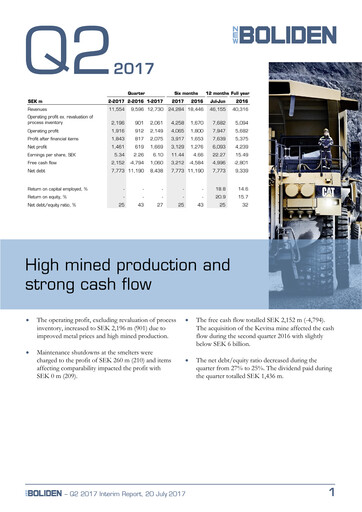 Thumbnail Boliden Quarterly Report 2017-q2