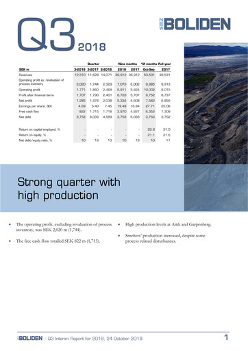 Thumbnail Boliden Quarterly Report 2018-q3
