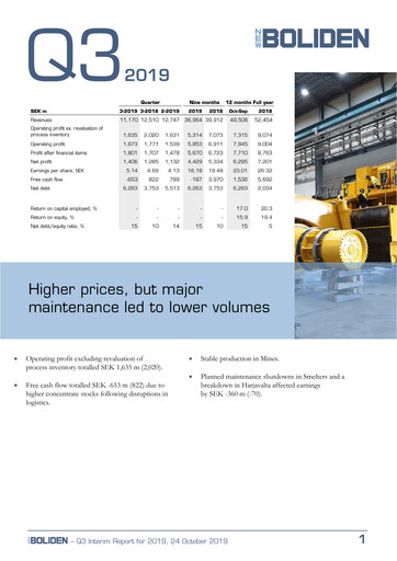 Thumbnail Boliden Quarterly Report 2019-q3