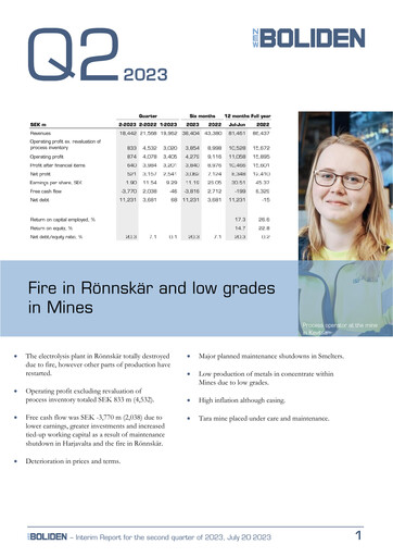 Thumbnail Boliden Quarterly Report 2023-q2