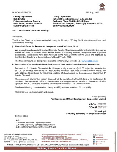 Thumbnail Hudco Quarterly Report 2026-q1