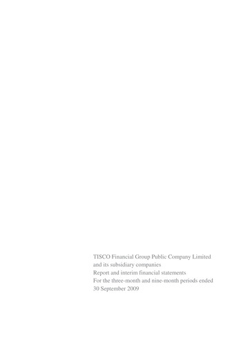 Thumbnail TISCO Financial Group Quarterly Report 2009-q3