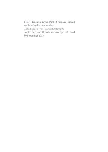 Thumbnail TISCO Financial Group Quarterly Report 2013-q3