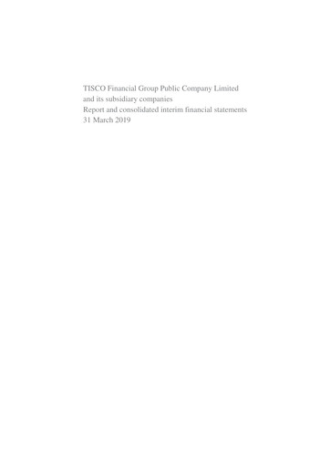 Thumbnail TISCO Financial Group Quarterly Report 2019-q1