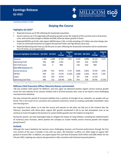 Thumbnail Millicom Quarterly Report 2022-q3