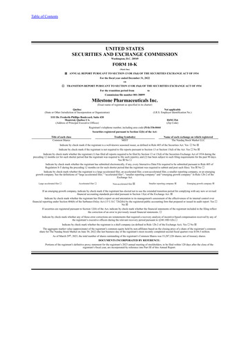 Thumbnail Milestone Pharmaceuticals
 Annual Report 2022