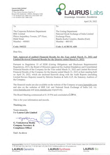 Thumbnail Laurus Labs
 Quarterly Report 2022-q4