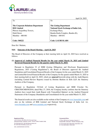 Thumbnail Laurus Labs
 Quarterly Report 2025-q4