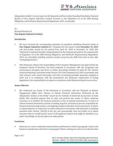 Thumbnail Fine Organics Quarterly Report 2023-q3