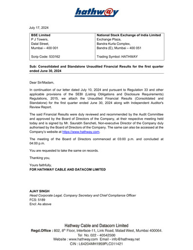 Thumbnail Hathway Quarterly Report 2024-q1