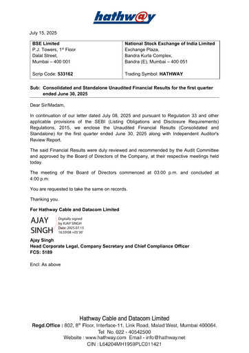 Thumbnail Hathway Quarterly Report 2025-q1