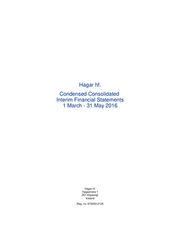 Thumbnail Hagar hf. Quarterly Report 2016-q1