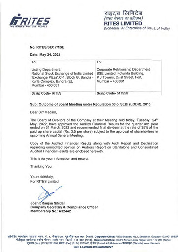 Thumbnail RITES
 Financial Statement 2021-2022