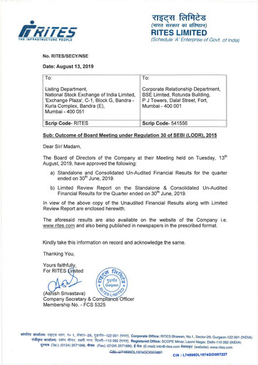 Thumbnail RITES
 Quarterly Report 2019-q1