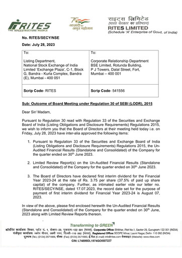 Thumbnail RITES
 Quarterly Report 2023-q1