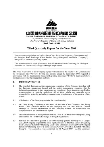 Thumbnail China Shenhua Energy Quarterly Report 2008-q3