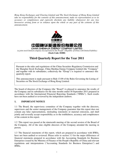 Thumbnail China Shenhua Energy Quarterly Report 2011-q3