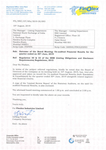 Thumbnail Finolex Industries Quarterly Report 2019-q1