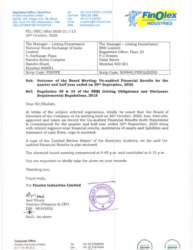 Thumbnail Finolex Industries Quarterly Report 2020-q2