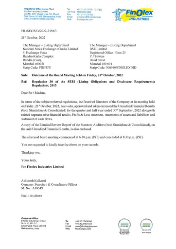 Thumbnail Finolex Industries Quarterly Report 2022-q2
