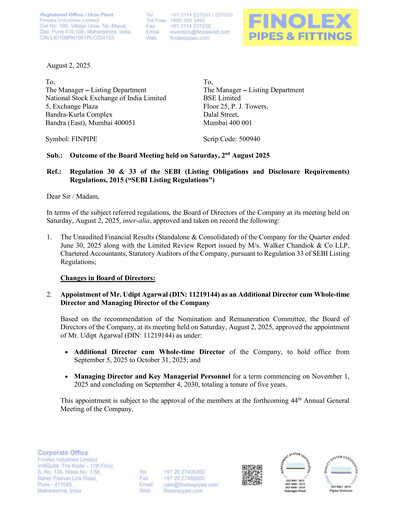 Miniature Finolex Industries Rapport trimestriel 2025-q1