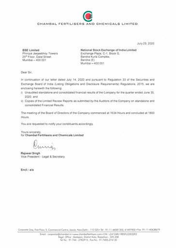 Miniature Chambal Fertilisers
 Rapport trimestriel 2020-q1