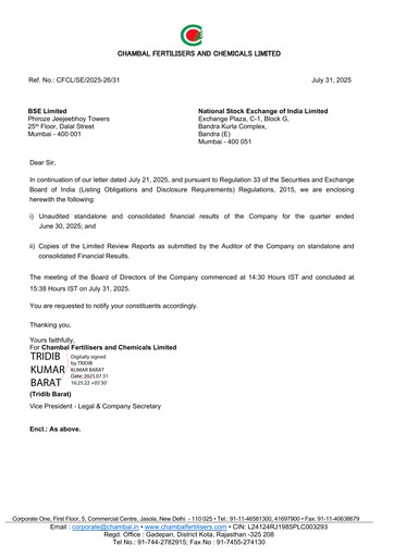 Miniature Chambal Fertilisers
 Rapport trimestriel 2025-q1