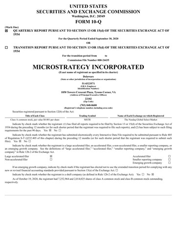 Thumbnail Strategy 
 (MicroStrategy) Quarterly Report 2020-q3