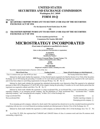 Thumbnail Strategy 
 (MicroStrategy) Quarterly Report 2024-q2