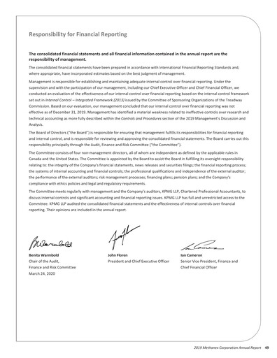 Vorschaubild Methanex Finanzmitteilung 2019