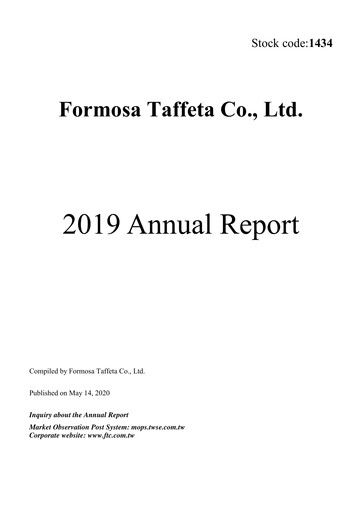 Vorschaubild Formosa Taffeta Jahresbericht 2019