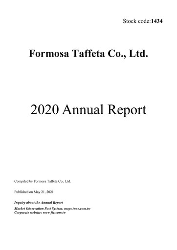 Vorschaubild Formosa Taffeta Jahresbericht 2020