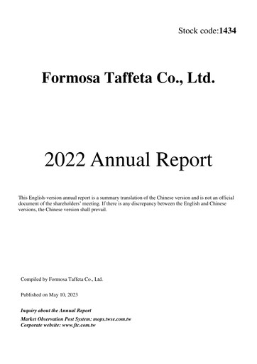 Vorschaubild Formosa Taffeta Jahresbericht 2022