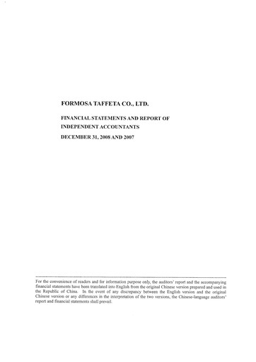 Thumbnail Formosa Taffeta Financial Statement 2008