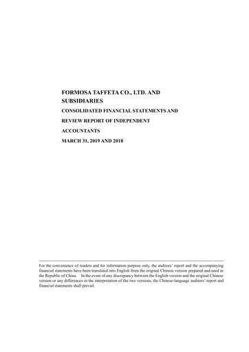 Thumbnail Formosa Taffeta Quarterly Report 2019-q1