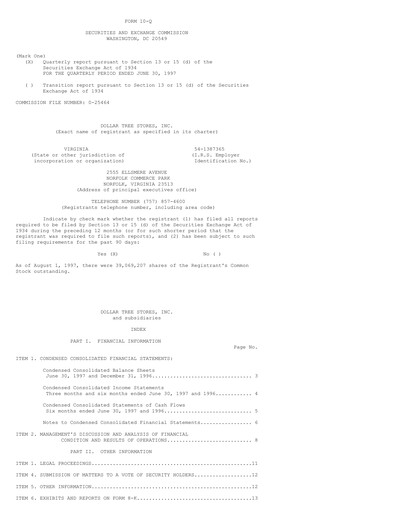 Thumbnail Dollar Tree Quarterly Report 1997-q2