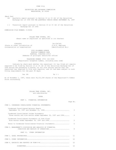 Thumbnail Dollar Tree Quarterly Report 1997-q3