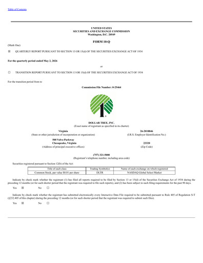 Thumbnail Dollar Tree Quarterly Report 2026-q1