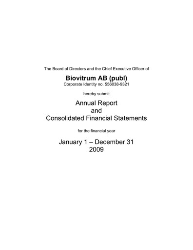 Thumbnail Swedish Orphan Biovitrum Financial Statement 2009