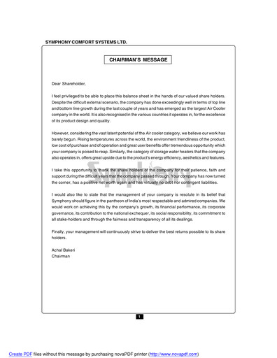 Thumbnail Symphony Limited Annual Report 2008-2009