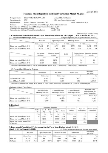 Thumbnail Eiken Chemical Financial Statement fy2010