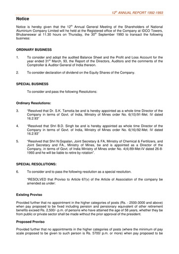 Thumbnail National Aluminum & Alloy Annual Report 1992-1993