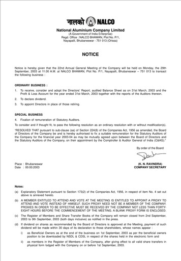 Thumbnail National Aluminum & Alloy Annual Report 2002-2003
